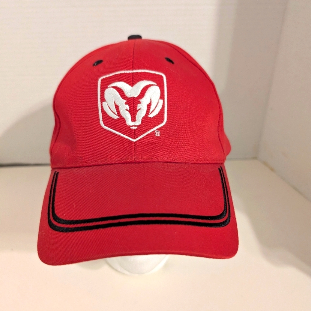 Red Dodge Ram Logo Cap with White Embroidered Adjustable Velcro‎ Strap